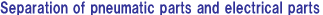 separation of pneumatic parts and electrical parts