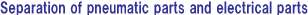 Separation of pneumatic parts and electrical parts